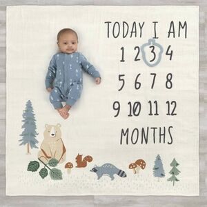 Baby Milestone Blanket with Forest Animals
